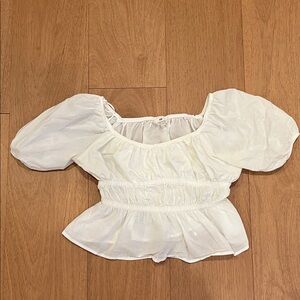 H&M White Puff Sleeve Blouse